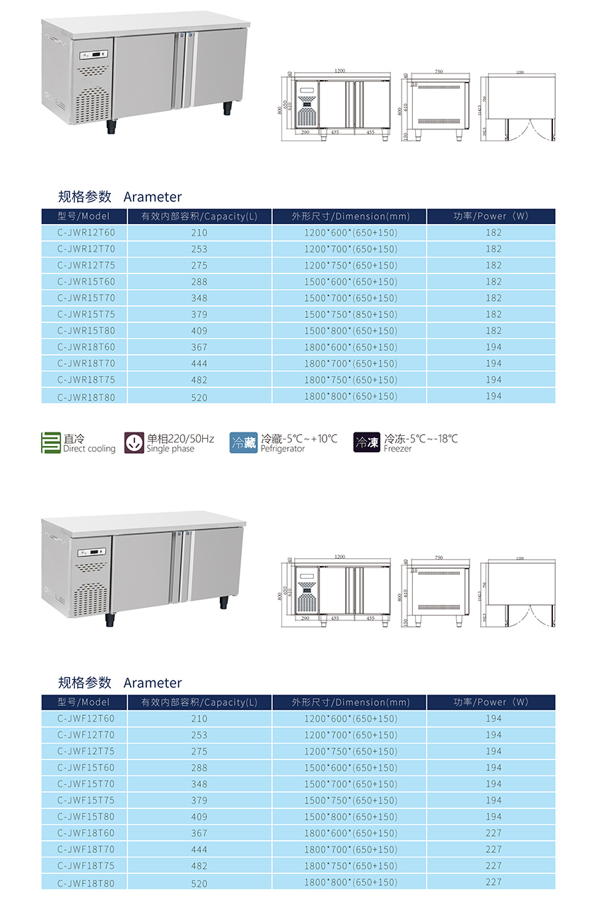 欧款平冷工作台