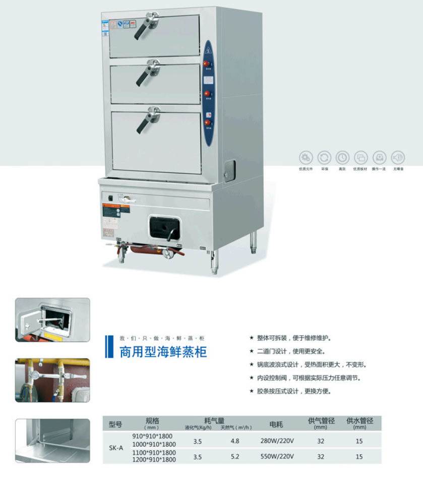 商用型海鲜蒸柜(图1)